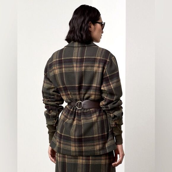 Ralph Lauren Collection Fall 2023 Andrya Olive Plaid Shirt Jacket - Picture 3 of 17